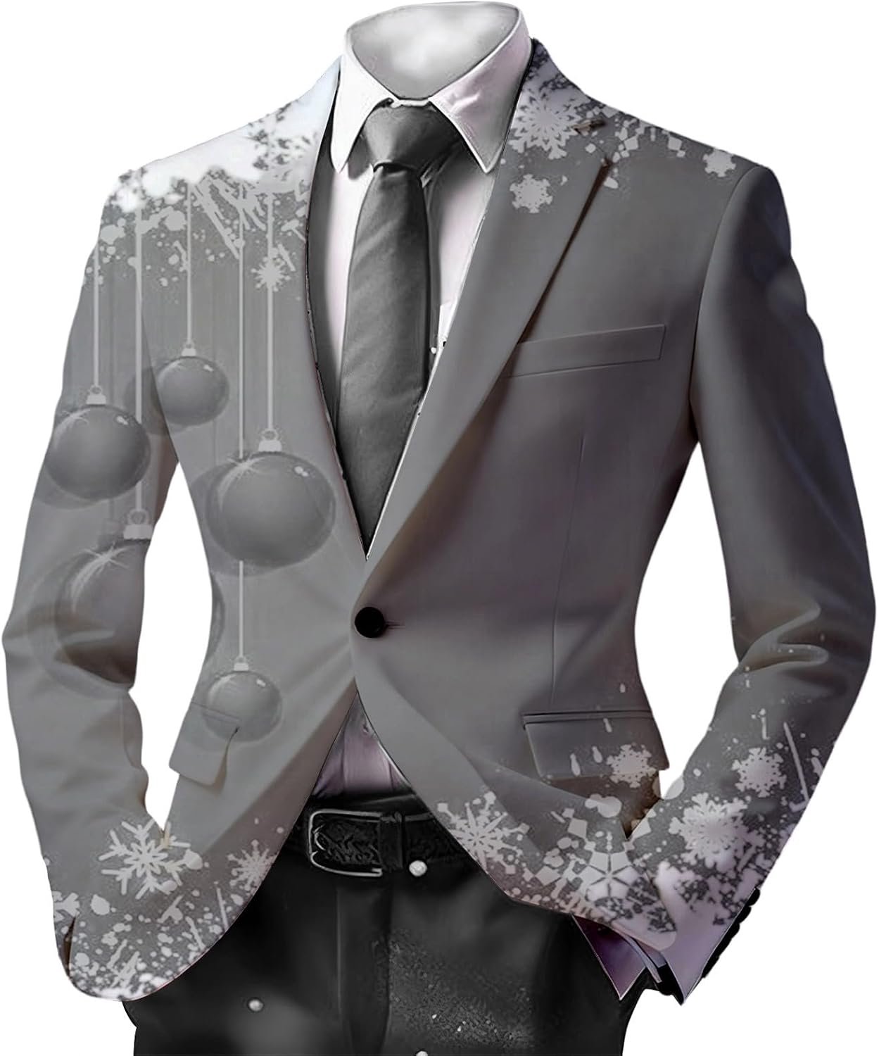 Générique Bedrukte jas met knopen voor eindejaarsfeesten, formele avondkleding, zakelijke jas met elegant design, comfortabele pasvorm (grijs, M)