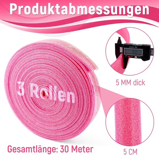 3 Stuks Randisolatie Vloerverwarming, Epe Randstrook, Roze Strip 5 cm Breed 5 mm Dik, 10 m Rol met Zelfklevende Rug voor Vloerrand en Renovatie — afbeelding 3