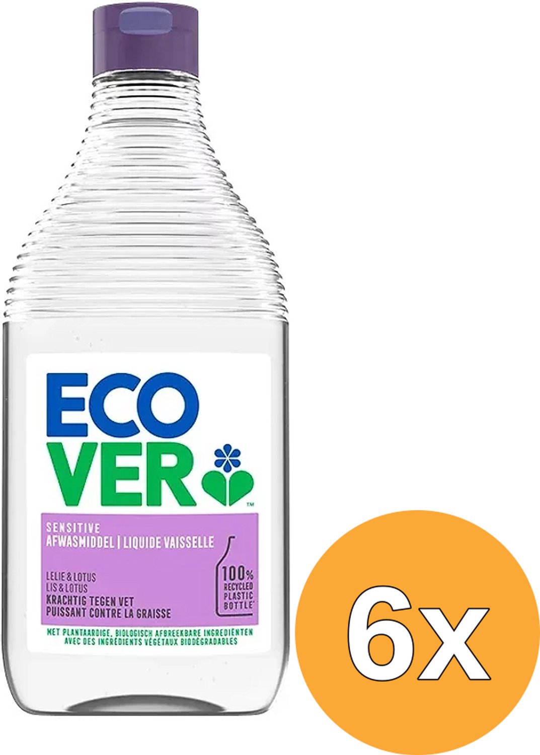 6x Ecover Afwasmiddel Lelie & Lotus (450 ml)