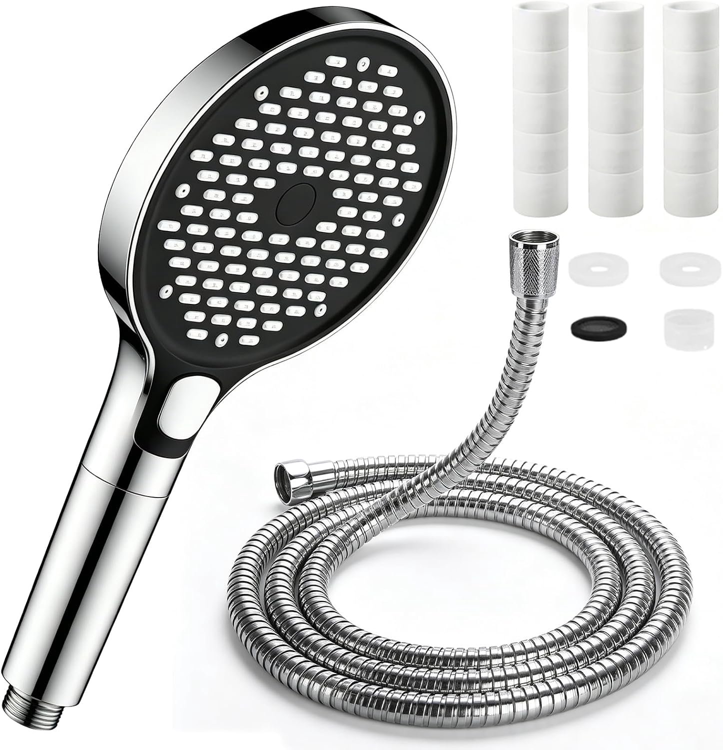 Hogedruk Waterbesparende Douchekop met Filter - 3 Straalsoorten - Complete set met accessoires - ShopVlot