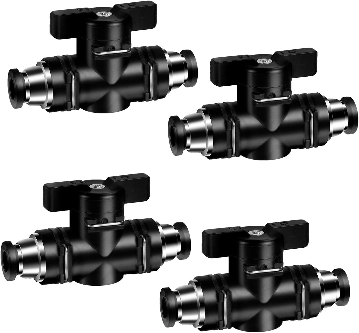 Pneumatische steekschroefverbinding recht 6 mm Pneumatisch kogelventiel met afsluitventiel voor snelle aansluiting van luchtleidingen 4 stuks