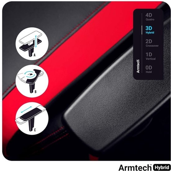 Ergonomische gamingstoel - met 3D-armleuningen - lumbaal- en nekkussen - Zwart/rood — afbeelding 2