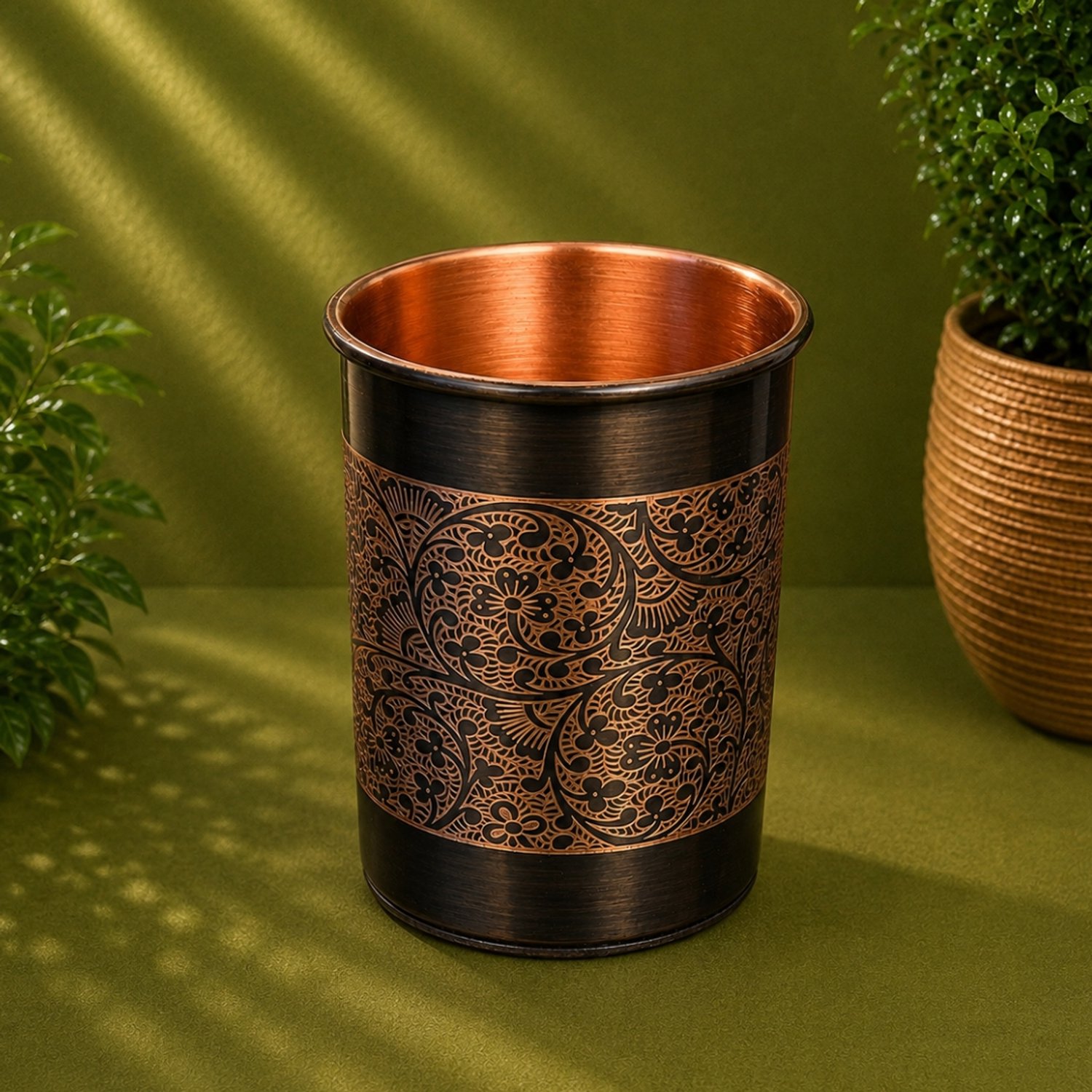 Puur koperen beker geëtst patroon– 300 ml/125 g (zware uitvoering)