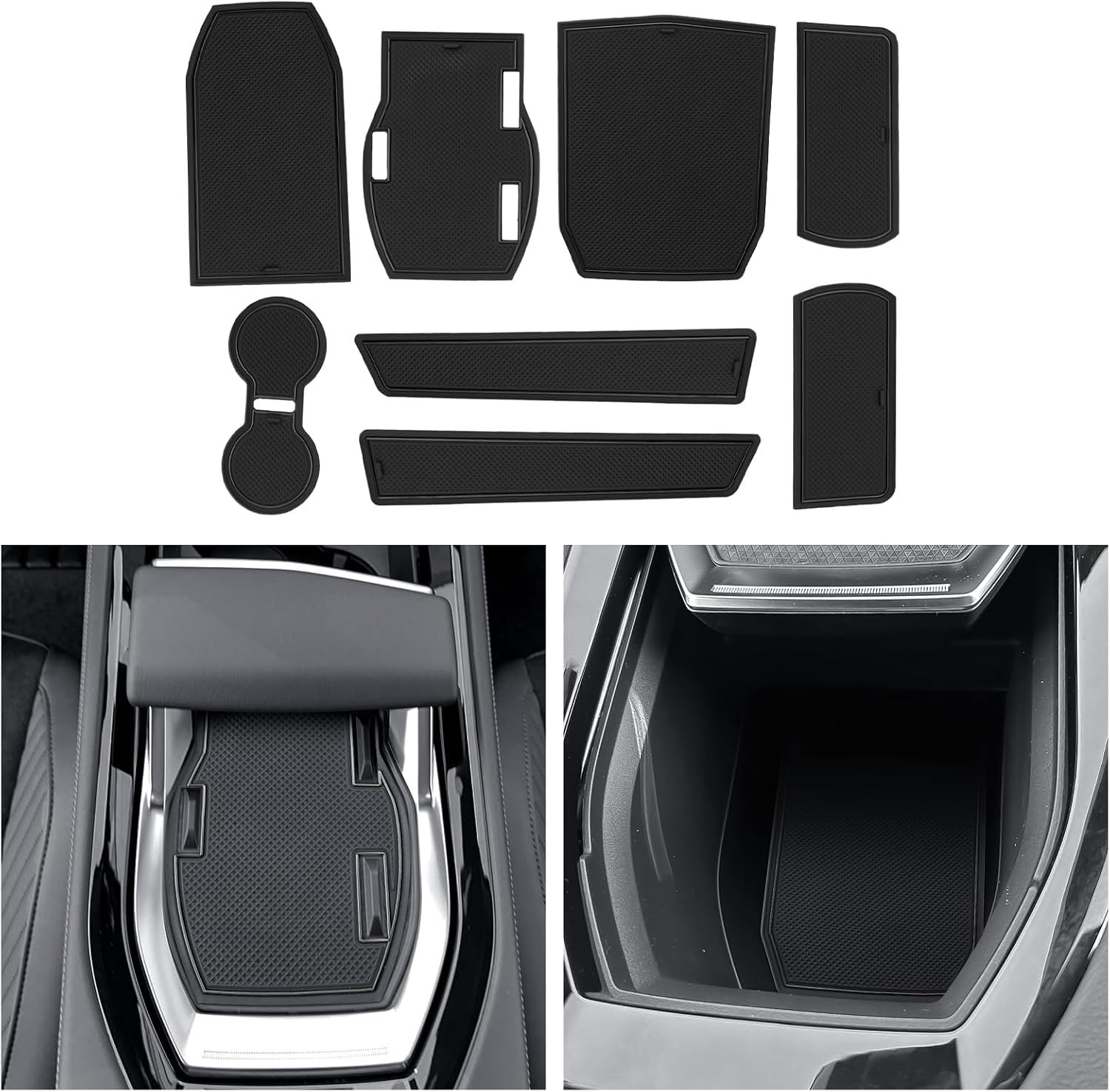 CDEFG Compatible with Renault Rafale 2024 2025 Rubber Mats, Center Console Anti-slip Mats, E-Tech Accessories (Black) - ShopVlot