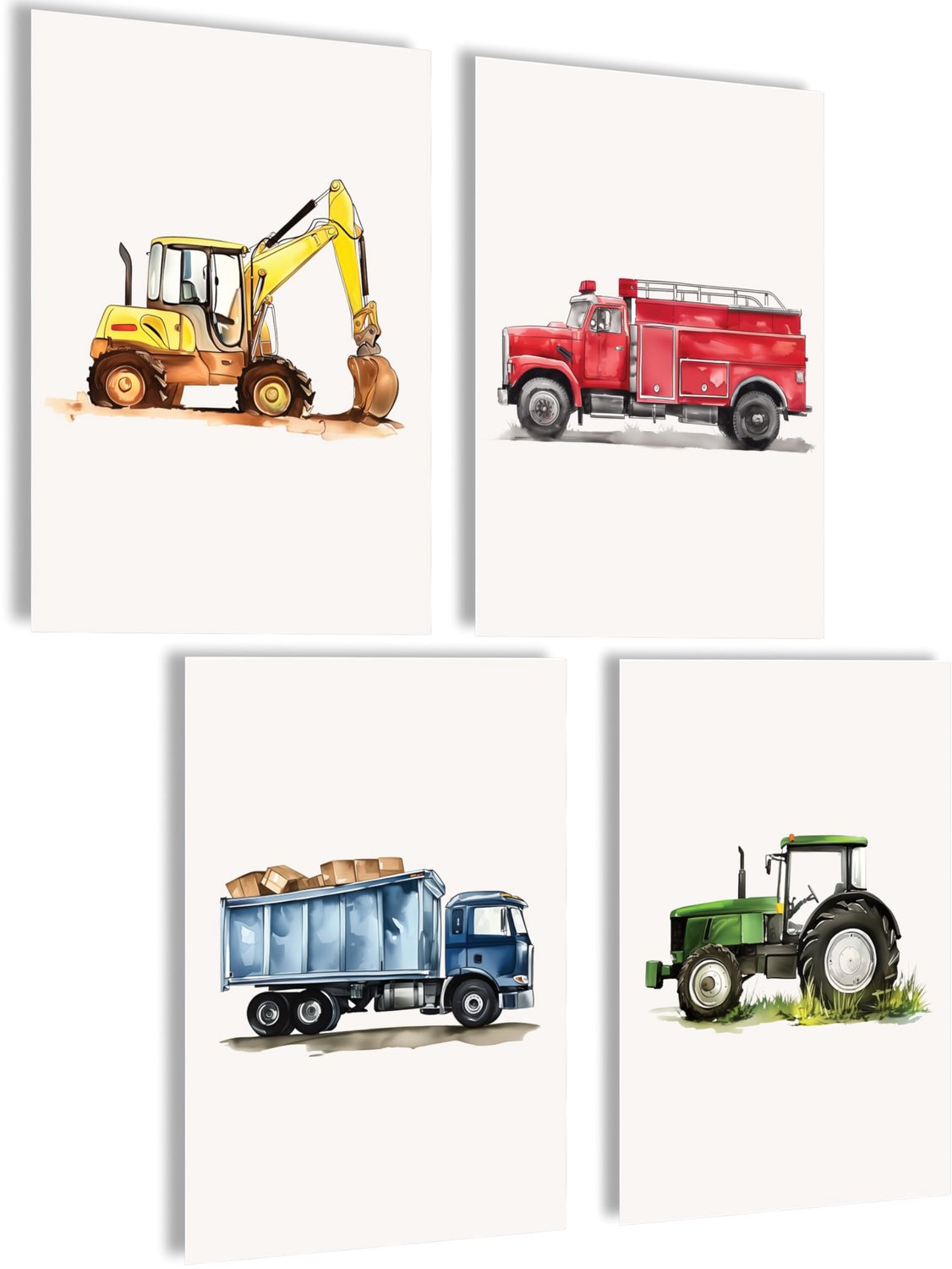 Mojoliving Afbeeldingen kinderkamer jongens babykamer posterset wandafbeeldingen meisjes decoratie (motorvoertuigen) - ShopVlot