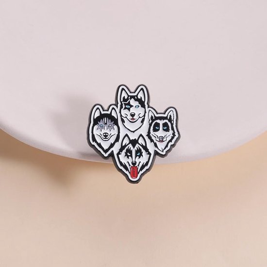 2 stuks Husky emaille pinnen set, schattige Siberische Husky hond broche spelden, cartoon dier legering reversspeldjes voor rugzak jas hoed, huisdier liefhebber cadeau — afbeelding 4