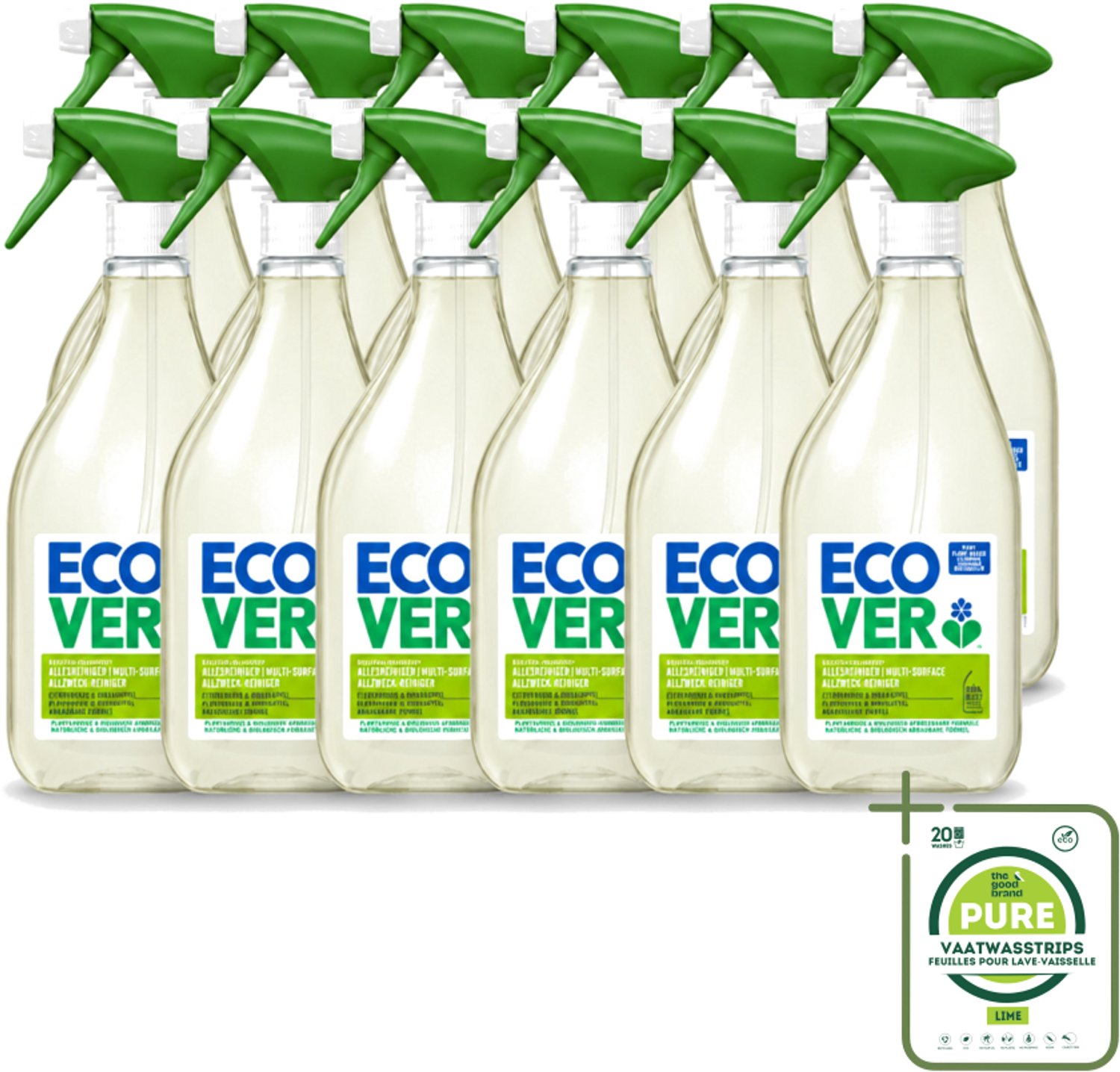 12 x Ecover - Allesreiniger Spray - Citroengras & Sinaasappel - 500 ml - Grootverpakking - Vaatwasstrips - Schoonmaken - Reinigingsmiddel - Citroengras - Sinaasappel - Natuurlijke Reiniging