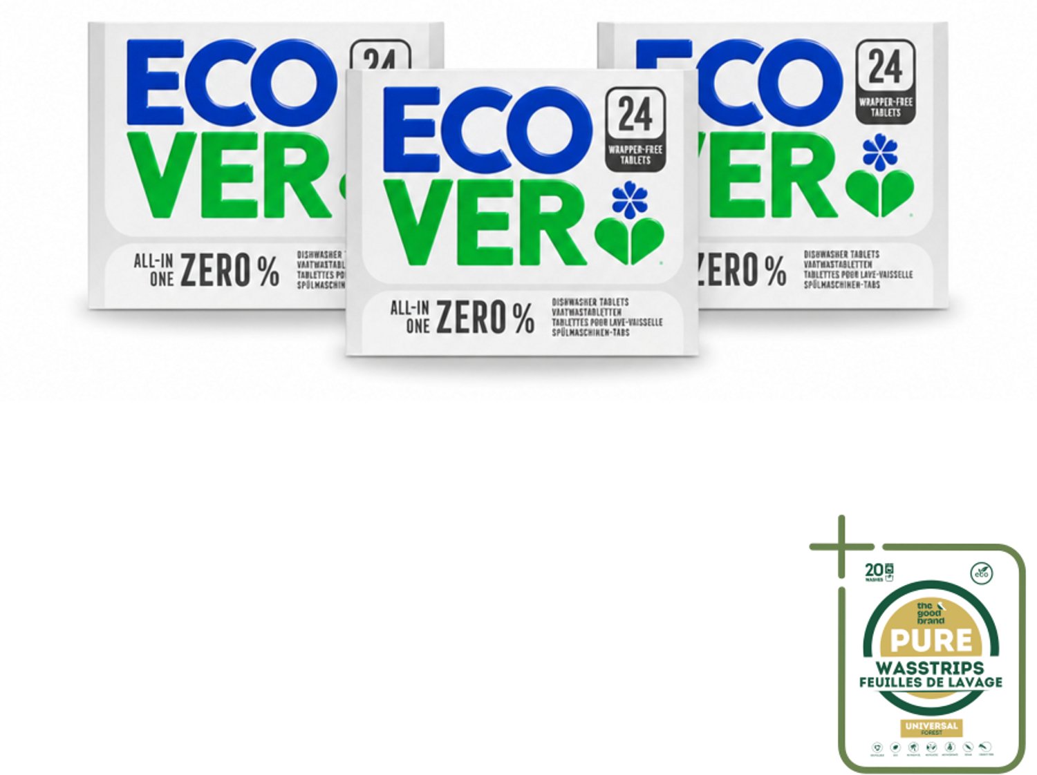 3 x Ecover - Vaatwastabletten All-in-One Zero% - 24 Tabs - Vaatwasmiddel - Vaatwastabletten - Zero% Vaatwasmiddel - Milieuvriendelijk Vaatwasmiddel - Gevoelig Vaatwasmiddel