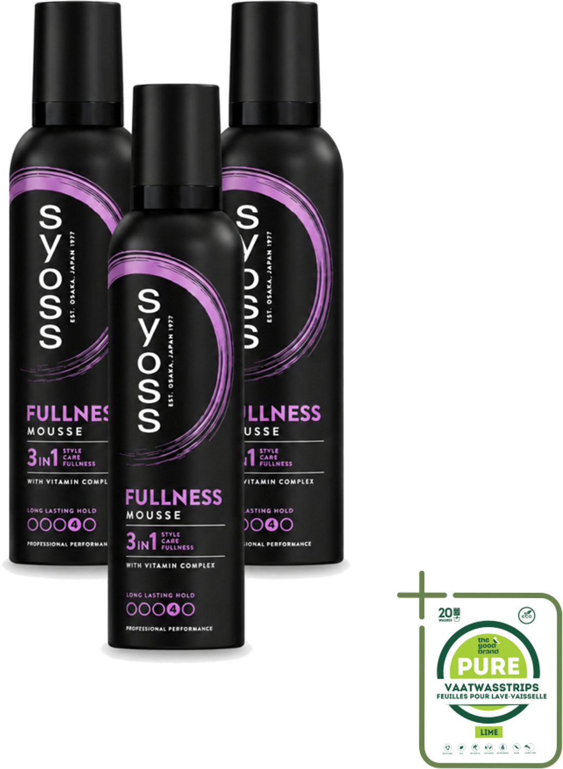 3 x Syoss - Fullness - Haarmousse - Lichtgewicht Volume - 250 ml - Grootverpakking - Haarvolume - Haarmousse - Haarverzorging - Haarherstel - Vitaminecomplex
