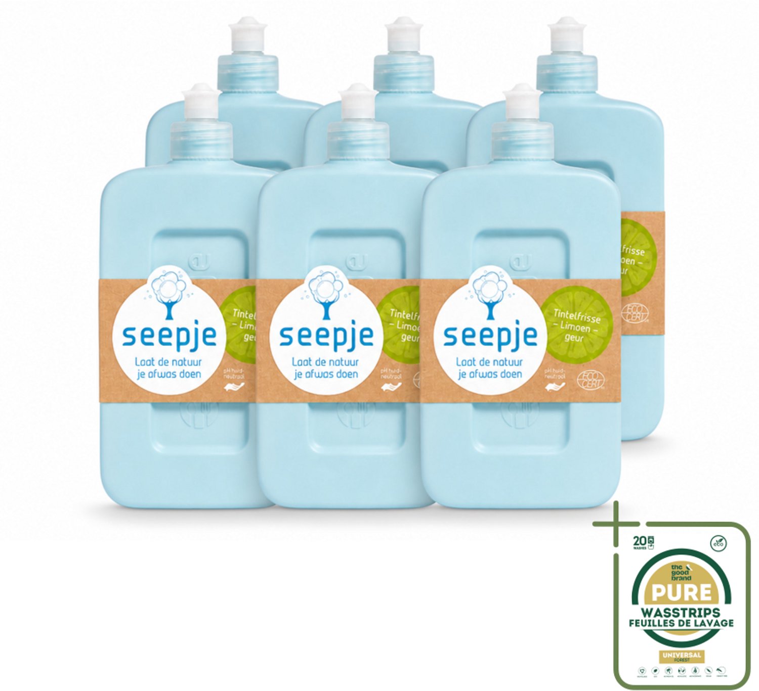6 x Seepje - Afwasmiddel - Milieuvriendelijk - Tintelfrisse Limoen Geur - 500 ml - Wasstrips - Afwasmiddel - Milieuvriendelijk - Huidvriendelijk - Limoengeur - Ecologisch
