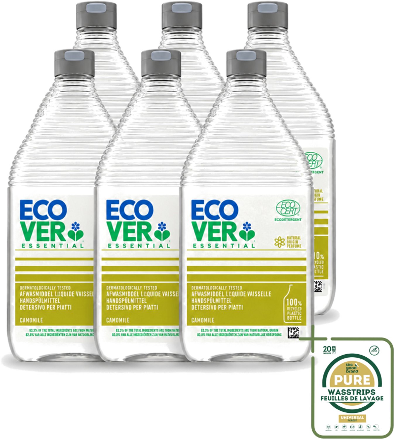 6 x Ecover - Afwasmiddel Essential - Kamille - 950 ml - Afwasmiddel Kamille - Plantaardig Afwasmiddel - Ecologisch Afwasmiddel - Kamille Geur - Vet Verwijderen