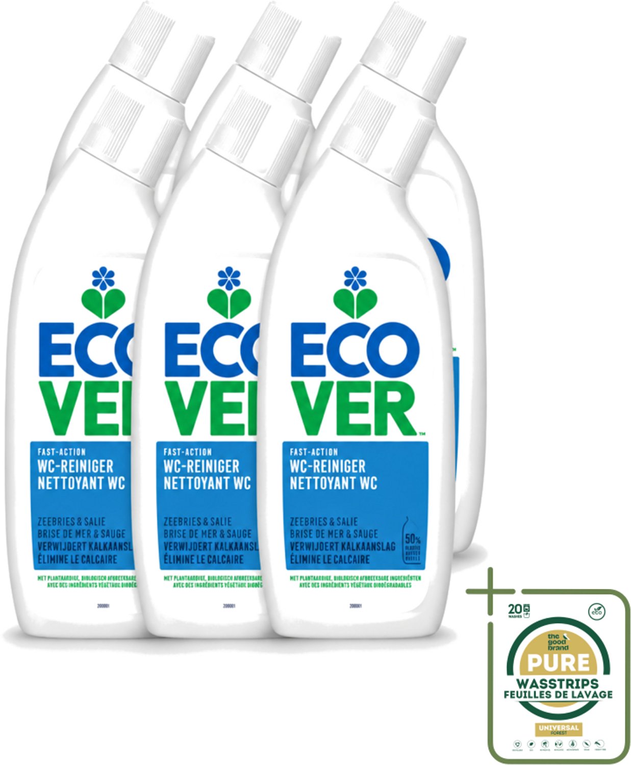 6 x Ecover - Toiletreiniger - Zeebries & Salie - 750 ml - Wasstrips - Toiletreiniger - Zeebries En Salie - Ontkalken - Reinigen - Natuurlijke Geur