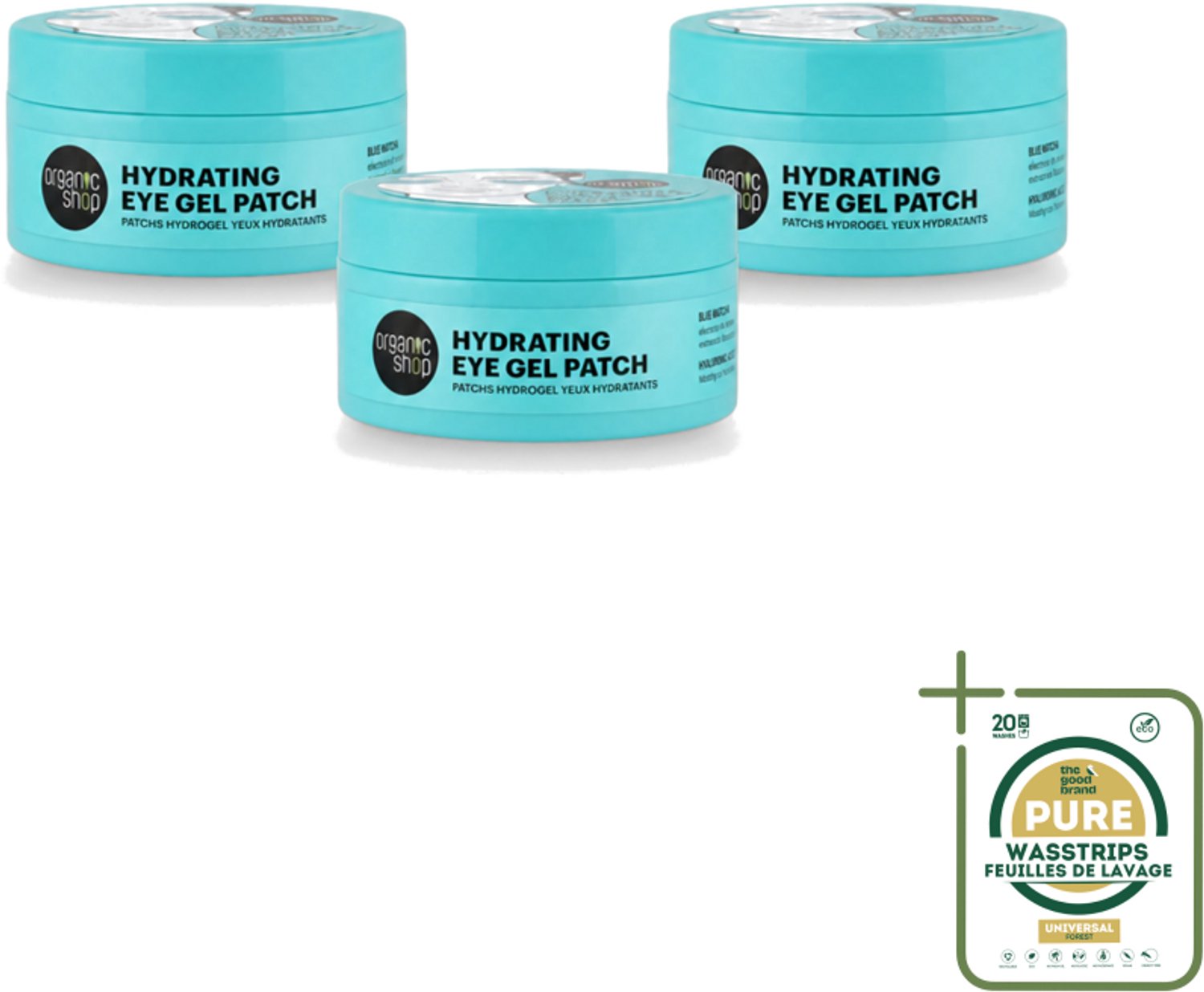 3 x Organic Shop - Eye Gel Patch Blue Matcha & Hyaluronic Acid - Verfrissend en Hydraterend - 60 Patches - Wasstrips - Oogverzorging - Oogpatches - Hydraterende Oogcrème - Oogverzorging Voor Gevoelige Huid - Anti-oudering