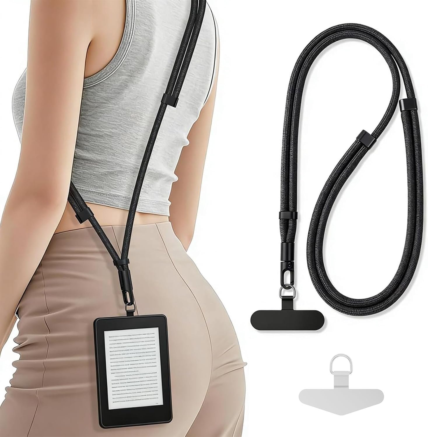 Universele nylon telefoonband, 1 stuk, verstelbaar, met 2 metalen gespen, compatibel met 8,9-20,3 cm apparaten - ShopVlot