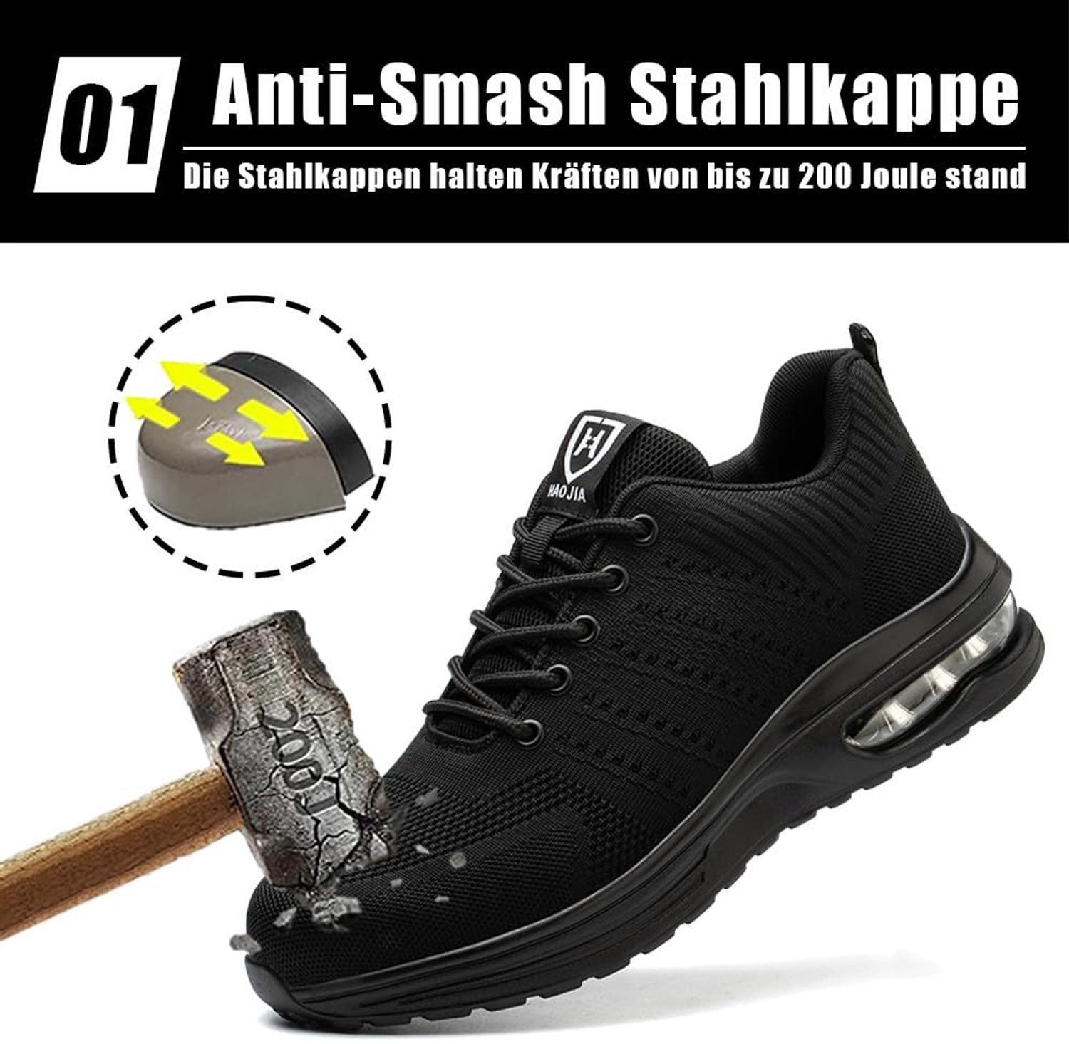 Veiligheidsschoenen Heren Dames Lichtgewicht Ademend Werkschoenen Antislip Sportief Beschermende Schoenen met Stalen - ShopVlot