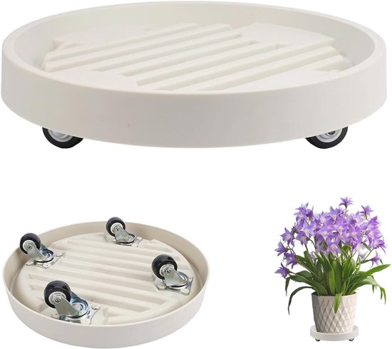 Ronde Plastic Plantroller 22 cm met 4 Wielen voor Bloempotten en Gemakkelijk Transport van Planten tot 40 kg