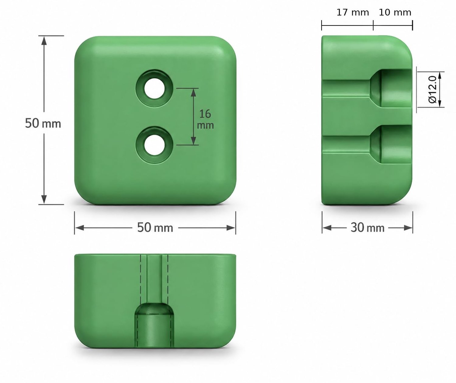 4 x meubelpoten, bankpoten, tafelvoet, meubelvoet, kastvoet, houten poten, recht, rechthoekig, beuken/eiken (3 x 5 x 5 cm (h x b x d), eiken geolield)
