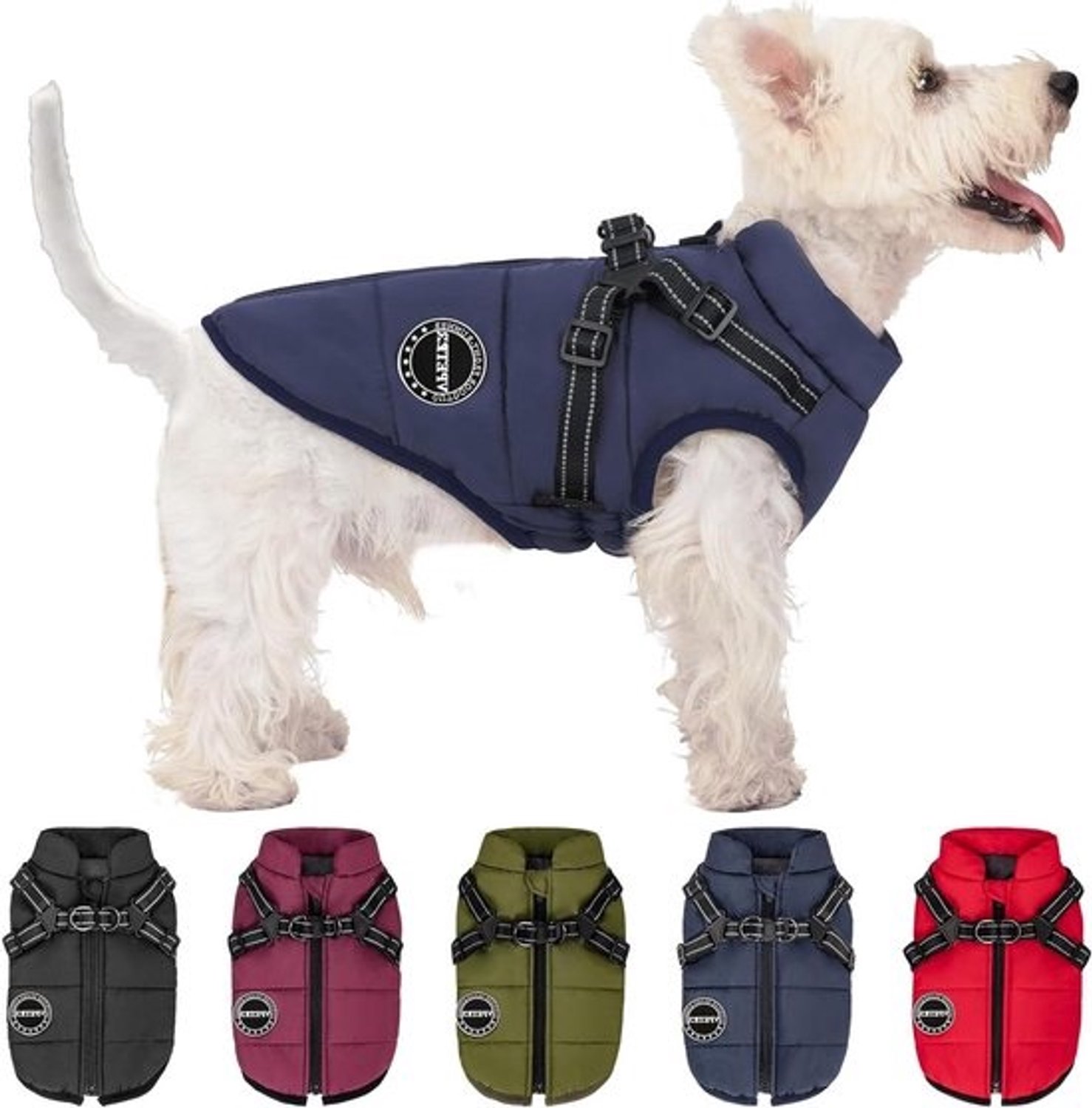 Warme winterjas voor hond - Met fleece en ingebouwd harnas - Waterdicht