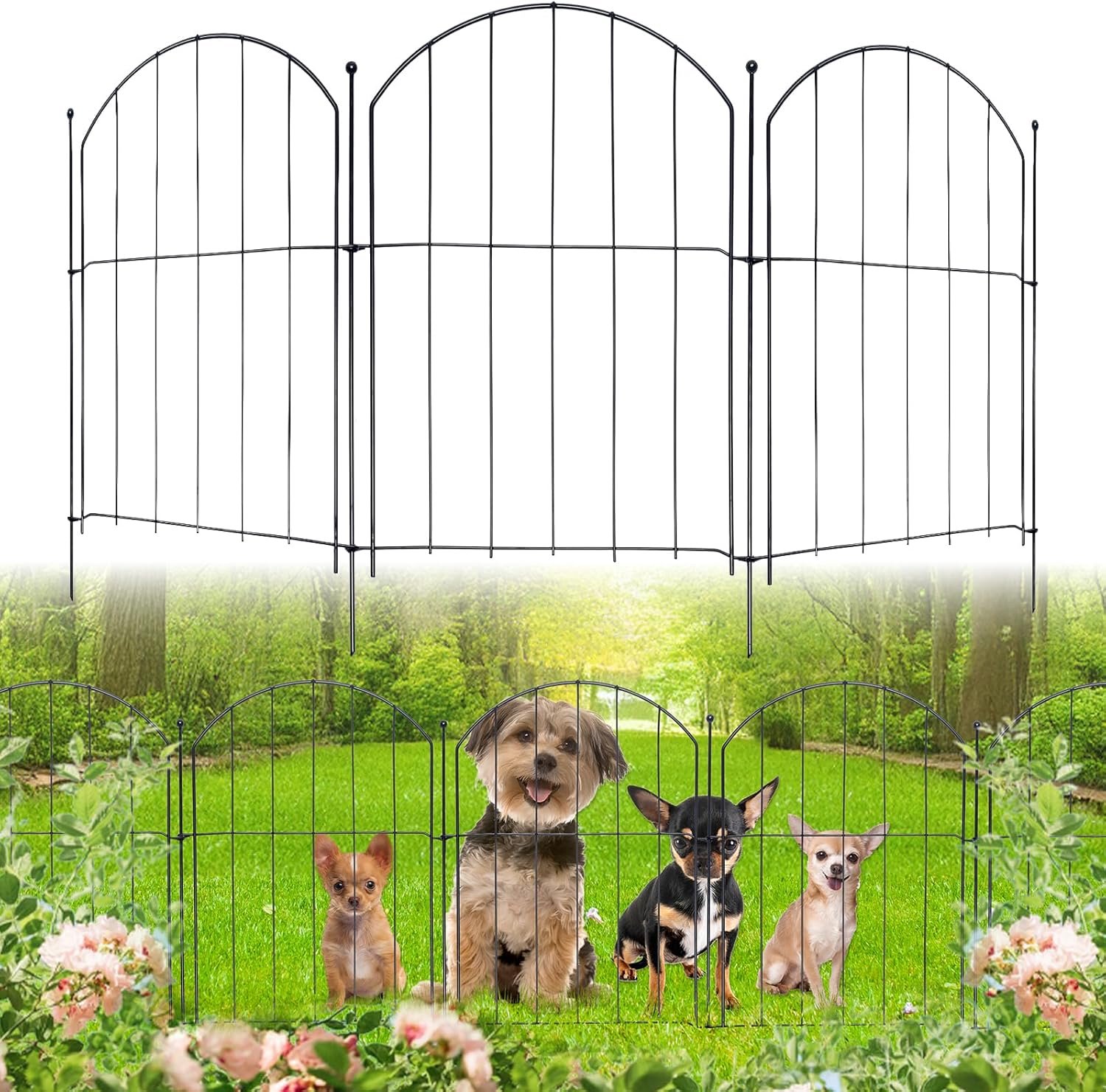 No Dig Garden Fence 16" x 20ft 20 Panels Decorative Garden Fence for Flower Beds Dog Barrier Patio Garden Decoration - ShopVlot