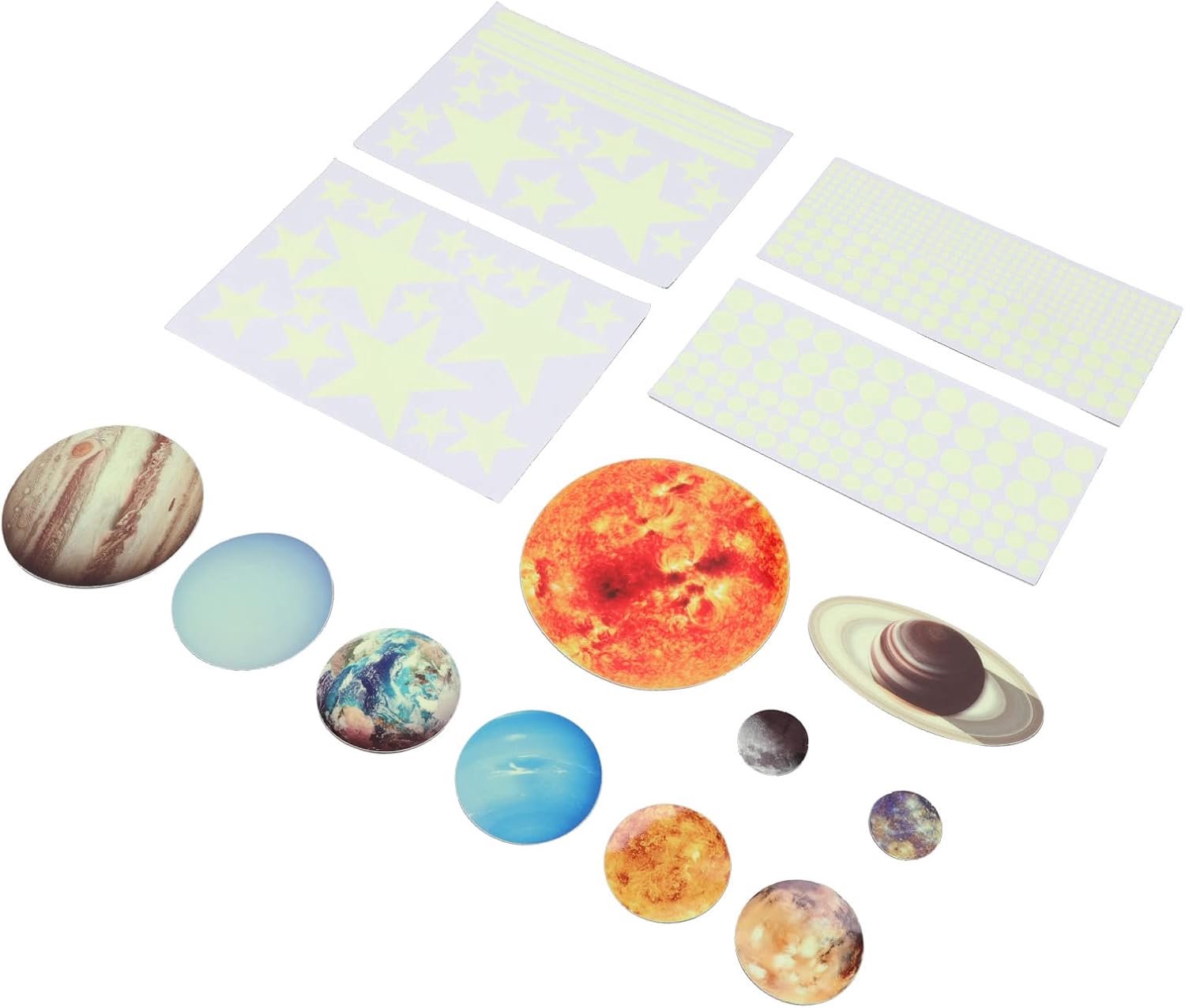 Annadue 14 Stuks Gloeiende Planeten Muurstickers, Glow in The Dark Star Zonnestelsel Sticker, Lichtgevende Plafondsticker voor Kinderen Slaapkamer Kinderkamer (Mini-zonnestelsel)