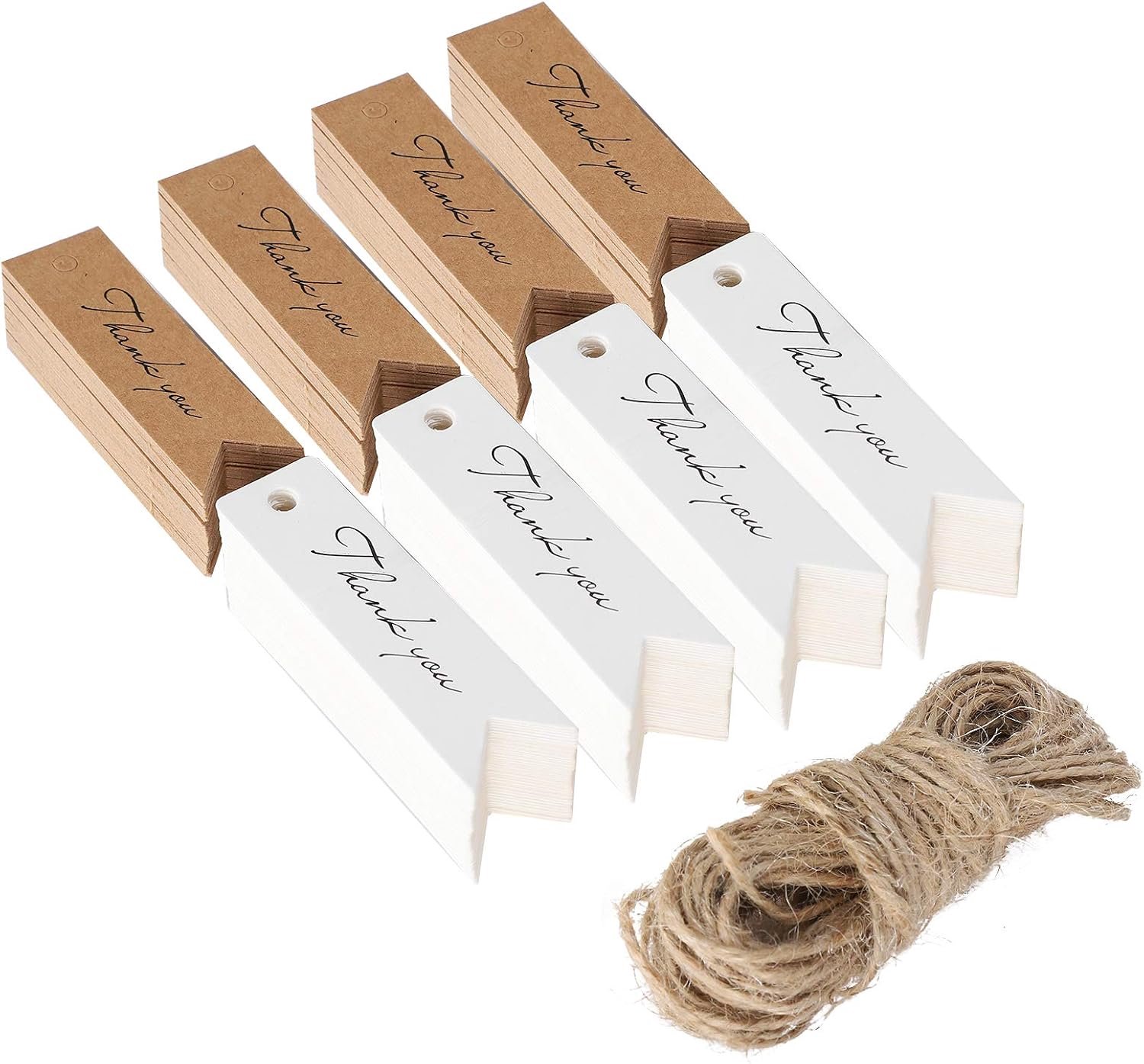 Witte Bedankkaartjes met Koord 400 Stuks Bedankkaartjes met Koord Kraftpapier Kaarten Cadeaukaartjes Wit Bruin Craft