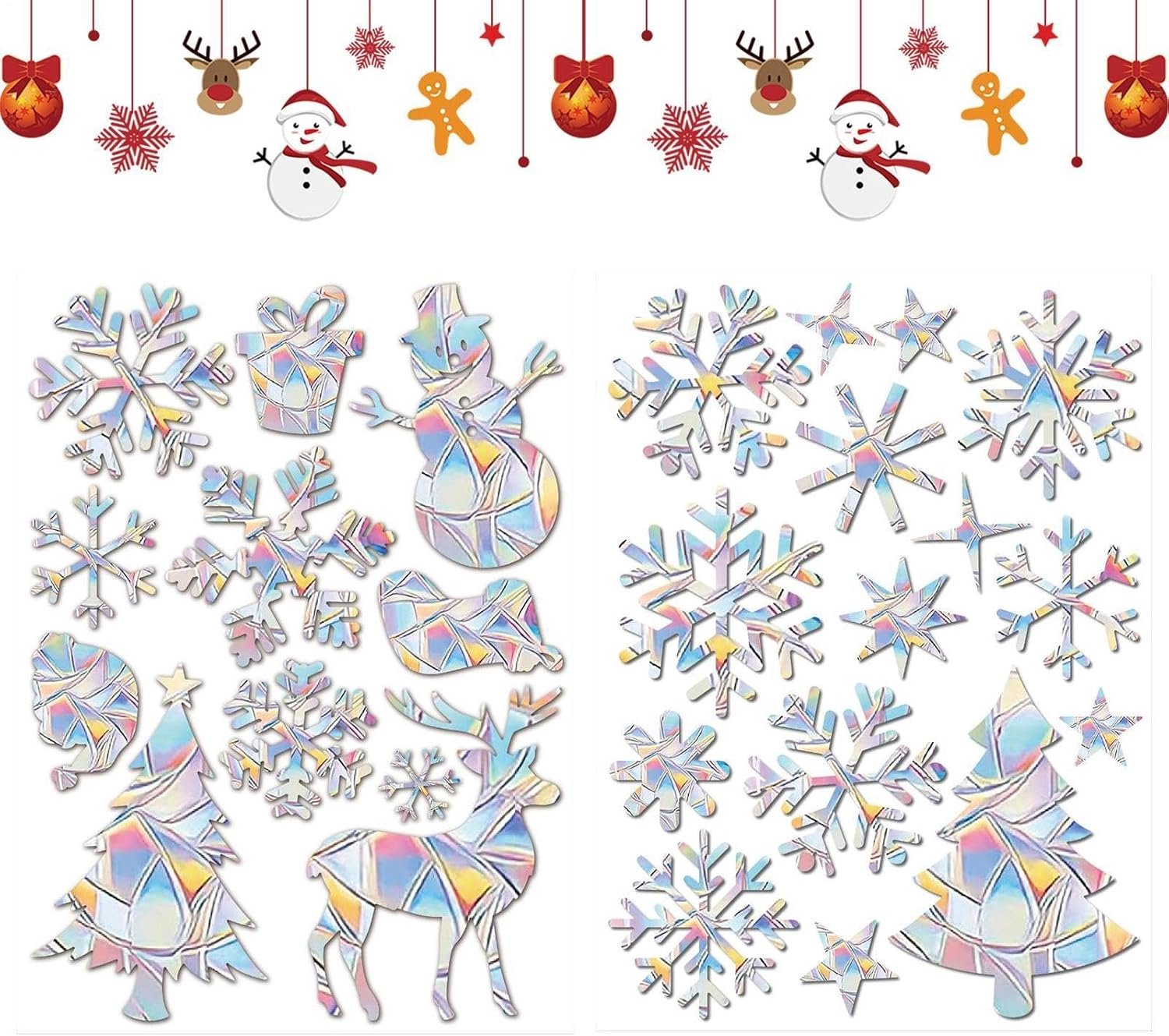 Kerststickers 2 Stuks Statische Eland Sneeuwvlok