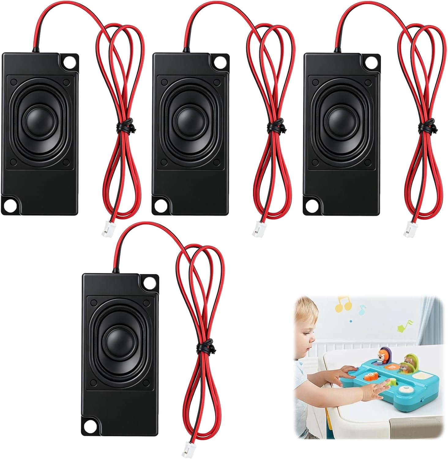 Set van 4 luidsprekers 3 W 8 Ohm met JST-PH2.0-interface, ideaal voor doe-het-zelf elektronische projecten, lcd-tv-monitoren en audio-toepassingen, hoge kwaliteit, robuust en krachtig