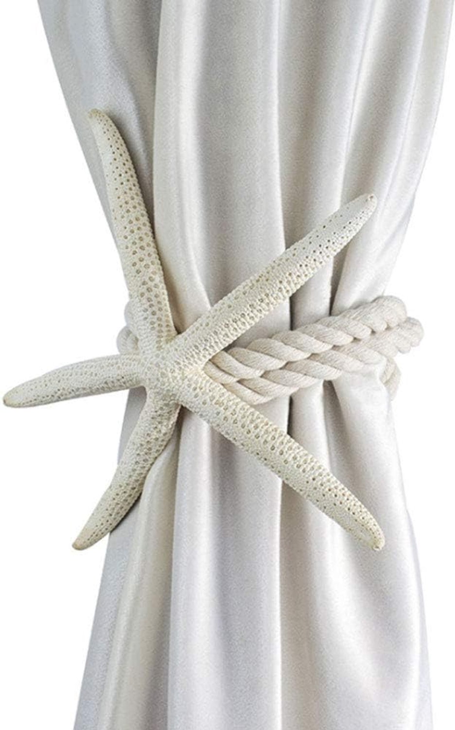 Srliya Natuurlijke Starfish Drapery Holdbacks met Katoenen Touw, Mediterraan Touwgordijn Tiebacks voor Gordijnen, Perfect voor Strandthema Home Decor