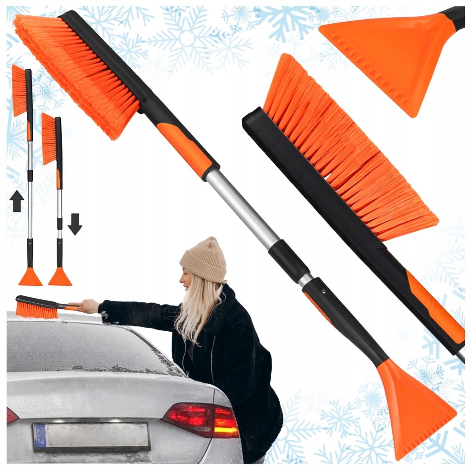 Telescopische ijskrabber met borstel voor auto - 2-in-1