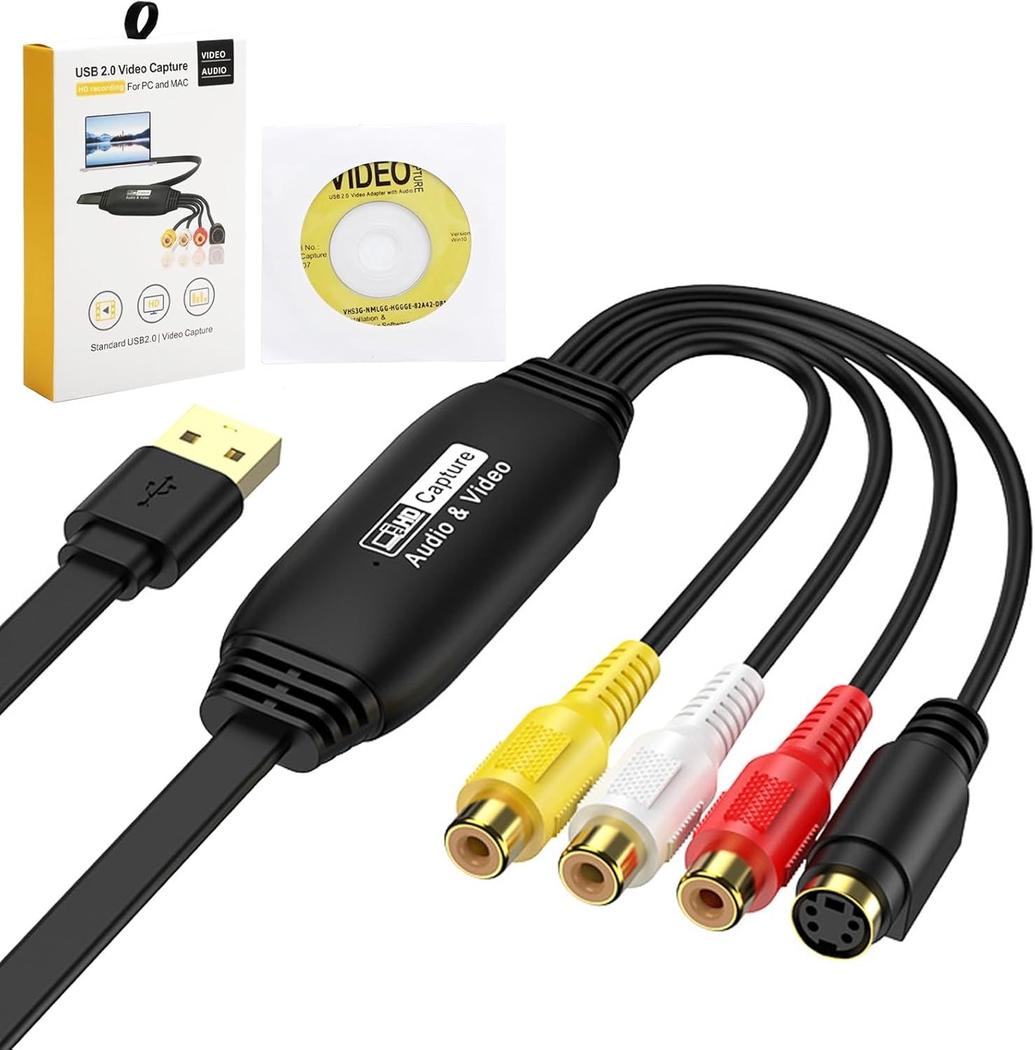 VHS naar digitaal converteren met USB 2.0, video-opnamekaart voor Mac en Windows systemen