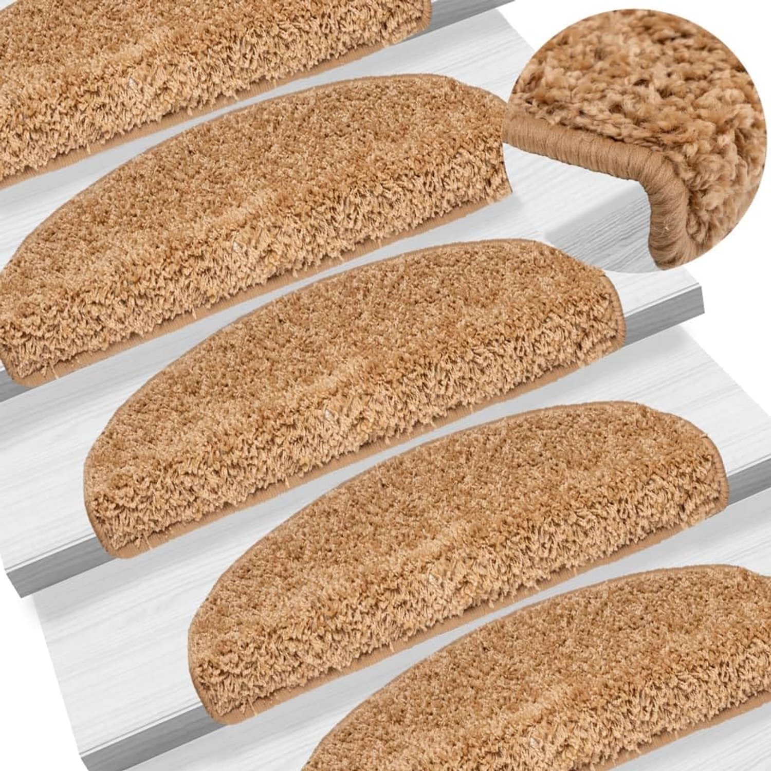 Trapmatten 15 stuks 65x21x4 cm beige halfrond