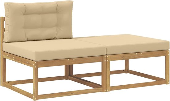 2 stuks outdoor voetkrukken van massief acaciahout, weerbestendig, zitkruk tuin, voetensteun terras, modern design met latten, onderhoudsvriendelijk — afbeelding 5