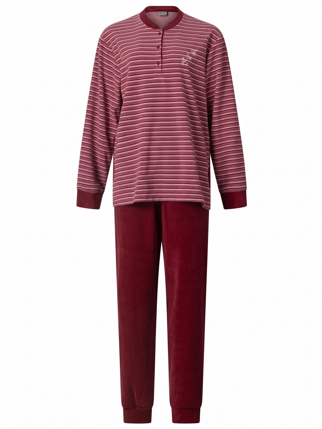 Lunatex warme dames pyjama badstof 124228 - rood