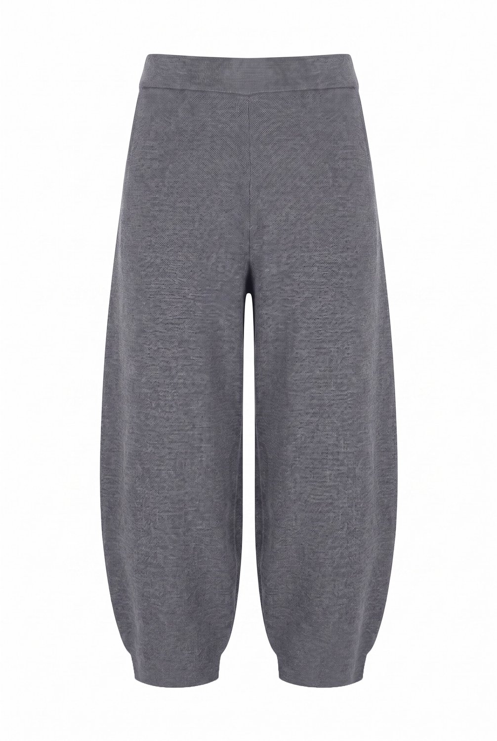Ulla Popken - Dames - Gebreide barrelbroek Milano-breisel elastische tailleband - Antraciet melange - Maat 46+