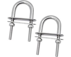 GIAK Bracket Bolts U-Bolts Stainless Steel 316 U Shackle M6 with Two Counter Plates U-Screws Thread Bracket 2 Pieces - ShopVlot