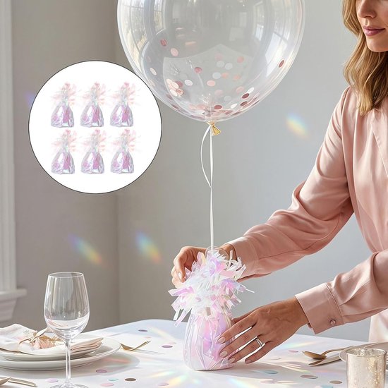 6 Stuks Delige Metallic Ballongewichten met Gewicht Tafelhouder voor Heliumballonnen Veelzijdige Decoratie voor Verjaardagsfeestjes Bruiloften Afstudeerfeesten Multi Color — afbeelding 2