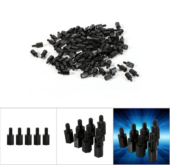 100 stuks M2 M3 M4 Plastic Nylon Hex Mannelijke Vrouwelijke Spacer Afstandhouders Schroef Moer Assortiment Kit voor DIY Elektronica Projecten en Mechanische Assemblage Duur — afbeelding 2