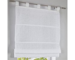 Kutti Metis Vouwgordijn met lussen, 100% linnen, wit, breedte 45 cm, hoogte 140 cm