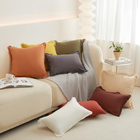 2 stuks effen kleur gewassen katoenen kussensloop klassiek en tijdloos, pure kleur eenvoudige kussensloop, met elk bed is briljant 19,7x19,74 inch (groen — afbeelding 5