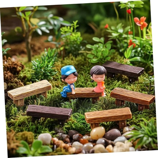 6 Stuks Mini Resin Stools Imitatie Hout Micro Landschap Decoraties DIY Craft Ornamenten voor Desktop Tuin Willekeurige Kleur — afbeelding 2
