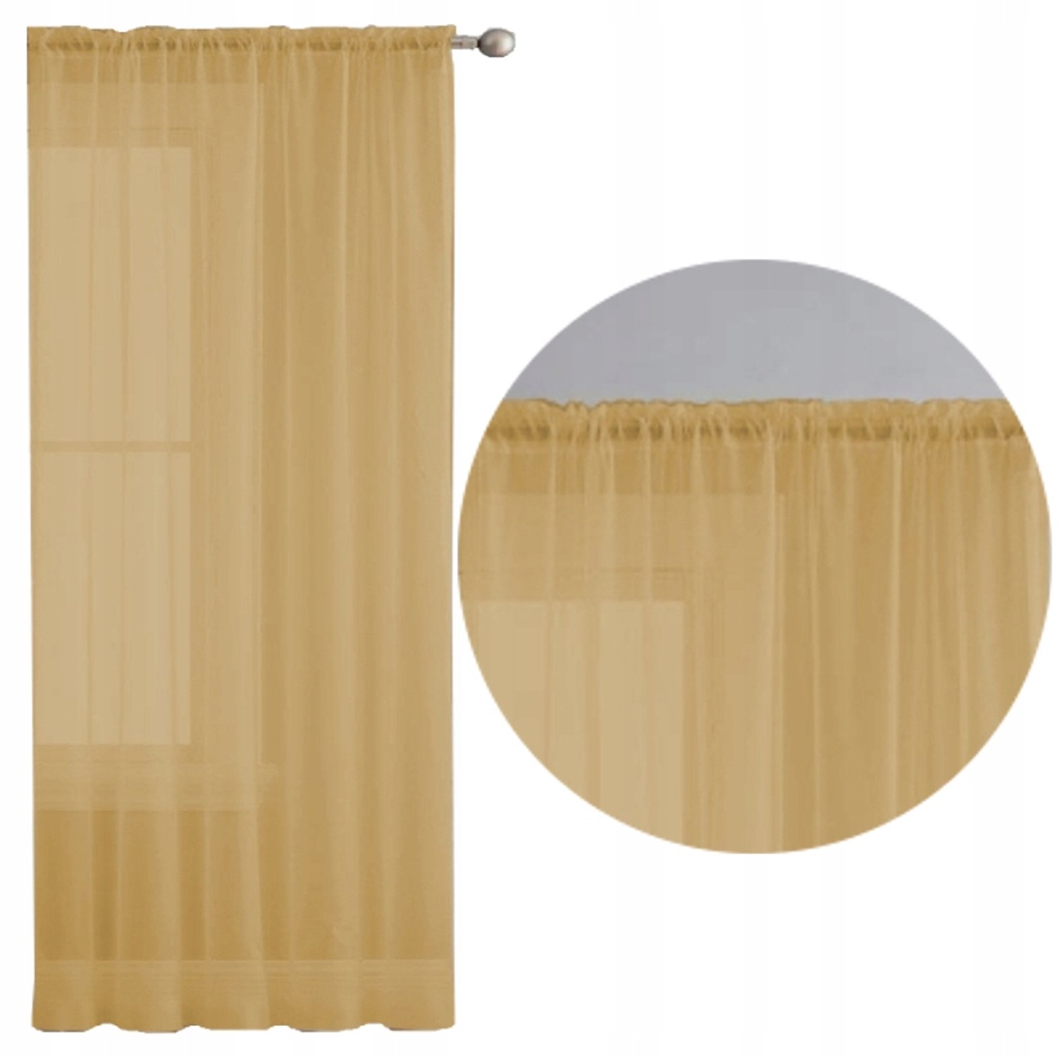 Kant-en-klare Voile Gordijn Cappuccino 145x245 cm - Tunnelophanging