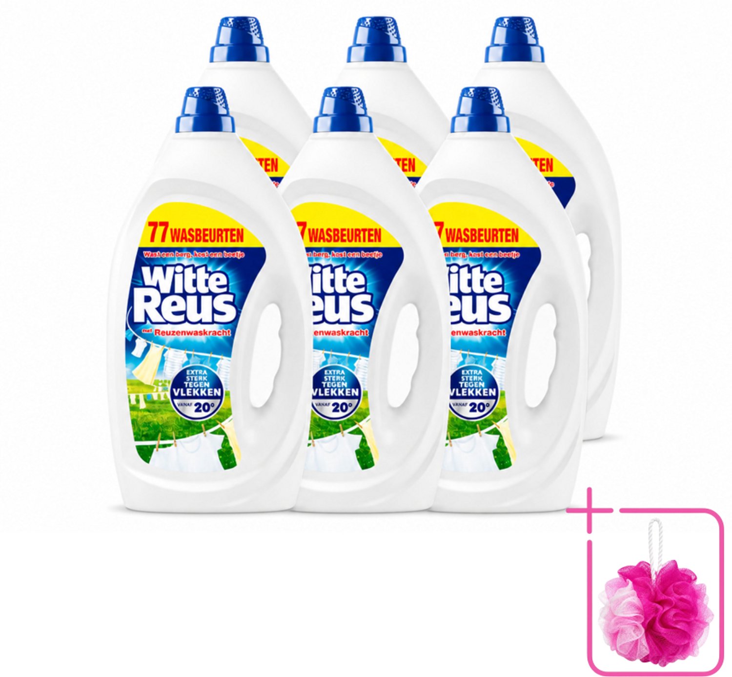 6 x Witte Reus - Vloeibaar Wasmiddel - Witte Was - 77 Wasbeurten - Bulkverpakking - Witte was - Douchemop - Wasmiddel