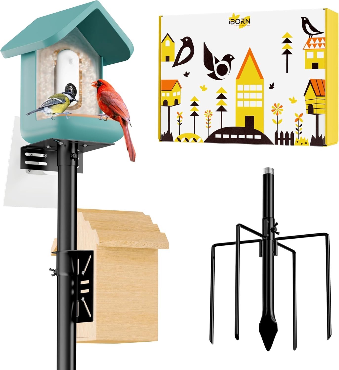 Camera Voederstok voor Vogels - 3 in 1 Buiten Voederpaal, Verstelbaar en Stevig, Ideaal voor Slimme Vogelhuisjes en Tuin Decoratie