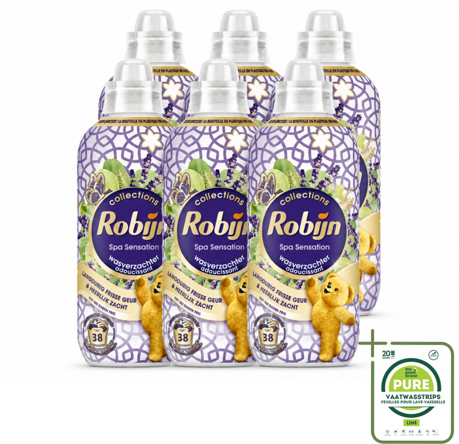 6 x Robijn – Wasverzachter – Intense Spa Sensation – 765 ml - Grootverpakking - Vaatwasstrips - Wasverzachter - Eucalyptus - Lavendel - Wasgeur - Kleding Verzorgen
