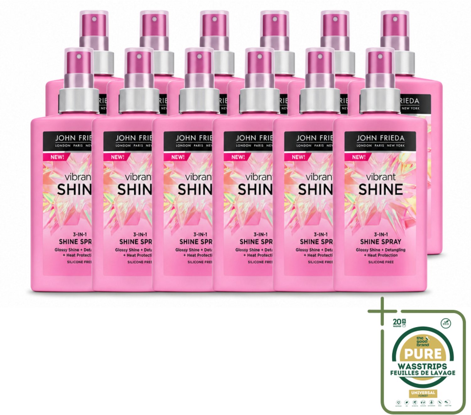 12 x John Frieda – Haarspray – Vibrant Shine Colour 3-in-1 Shine Spray – Glansversterkend – 150 ml - Haarspray - Glans - Haarkleur - Haarverzorging - Hittebescherming