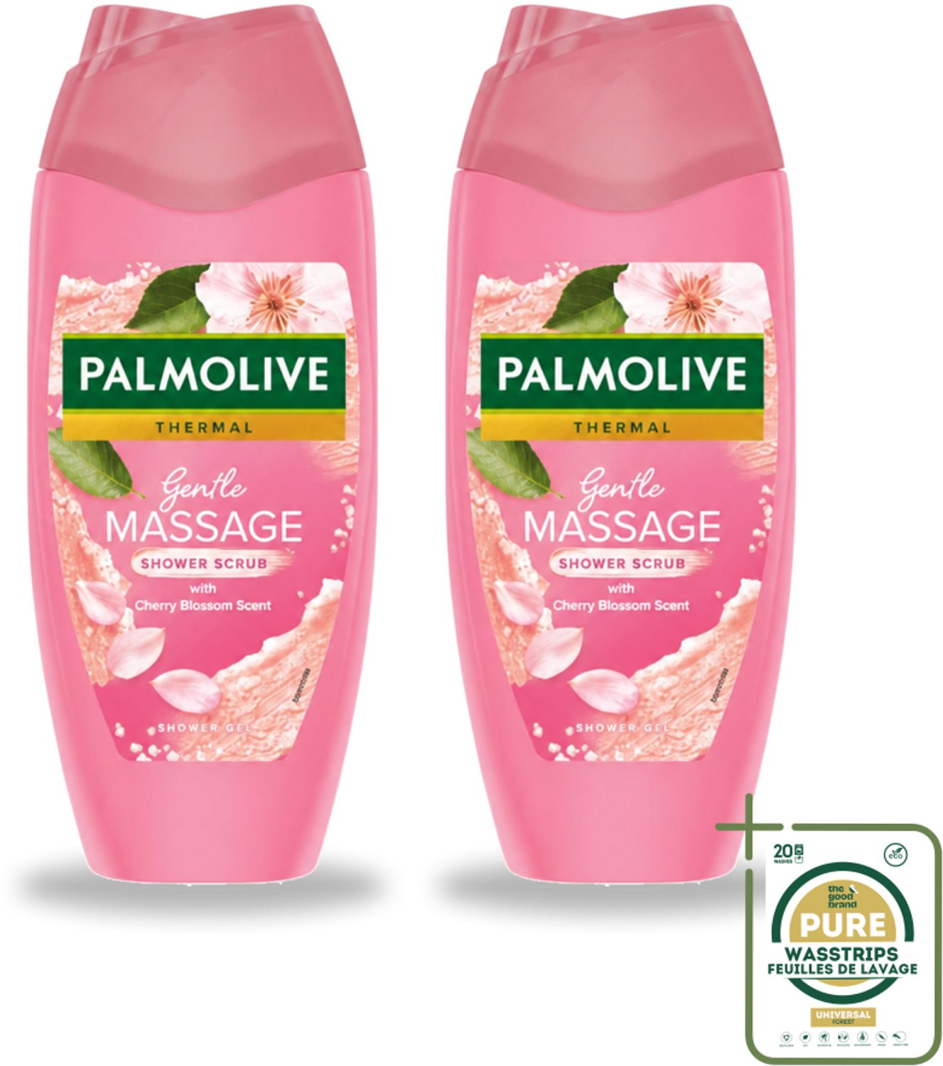 2 x Palmolive – Douchescrub – Thermal Cherry Blossom – 250 ml - Wasstrips - Douchegel - Body Scrub - Exfoliatie - Huid Verzorging - Kersenbloesem