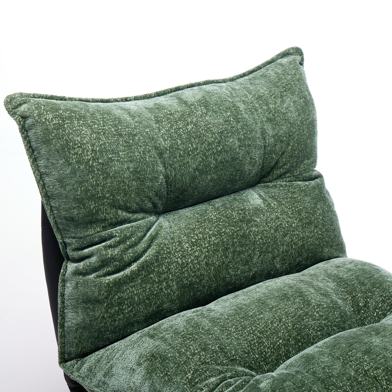 DESMIU Relaxfauteuil - Draaibaar Met Handmatig Verstelbare Rugleuning - Voor Leeshoek En Thuiskantoor - Chenille Kunstleer - Donkergroen Zwart