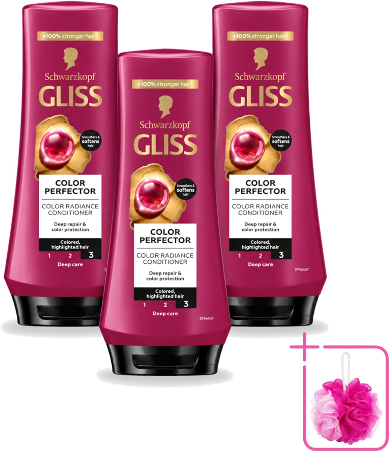 3 x Gliss - Hair Repair - Conditioner voor Kleurbehoud en Glans - 200 ml - Bulkverpakking - Kleurbescherming haar - Douchemop - Glans haar
