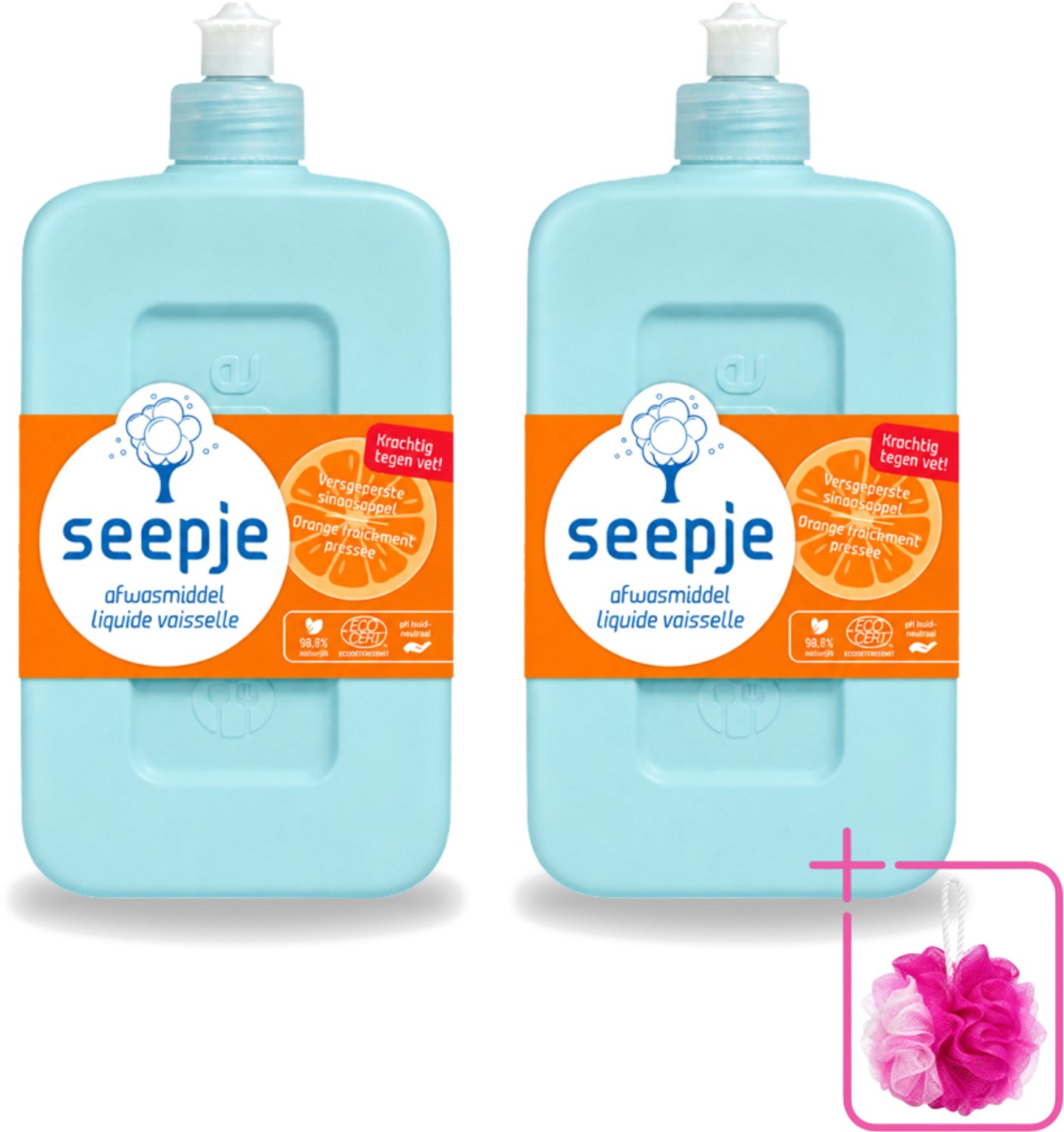 2 x Seepje - Afwasmiddel - Krachtige Reiniging - Versgeperste Sinaasappel Geur - 500 ml - Bulkverpakking - Afwasmiddel - Douchemop - Vaat reinigen