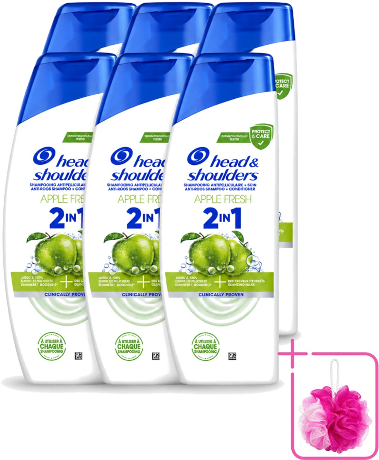 6 x Head & Shoulders – 2-in-1 – Apple Fresh – 300 ml - Bulkverpakking - Anti-roos shampoo - Douchemop - 2-in-1 shampoo
